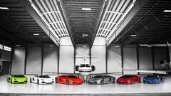 Car selective coloring Lamborghini-Aventador hangar Aircraft
