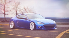 Car Subaru hellaflush blue cars vehicle front angle view