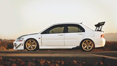 Car tuning Mitsubishi Lancer EVO white cars vehicle Mitsubishi