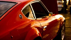 Car vehicle red cars red Nissan S30 closeup classic car