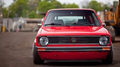 Car Volkswagen red cars vehicle frontal view Volkswagen Golf Mk1