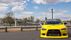 Car yellow cars Mitsubishi Lancer Evo X Mitsubishi vehicle
