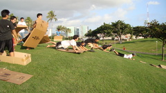 Cardboard box sliding high