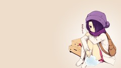 Cardboard hats boxes Bags sitting skirts scarfs anime girls 