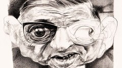 Caricature drawings philosophy writers Jean-Paul Sartre