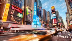 Cars advertisement Times Square streets cityscapes new york 