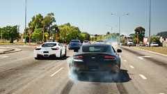 Cars Australia Aston Martin BMW Ferrari smokes burnout
