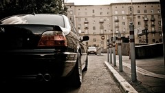 Cars BMW bmw 7 series black cars rear view cars BMW E38