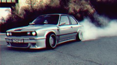 Cars BMW races vehicles burn racing cars 3D view BMW E30