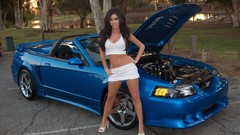 Cars brunettes blue cars