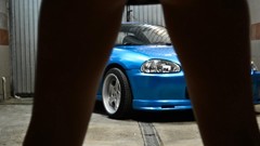 Cars brunettes blue cars