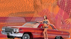 Cars brunettes models classic cars artwork girls with cars 