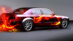 Cars burning