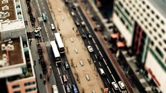 Cars bus cityscapes tilt-shift