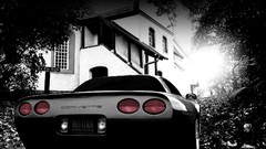 Cars chevrolet corvette muscle cars selective coloring