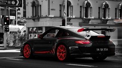 Cars cities taillights grayscale Porsche 911 GT3 RS