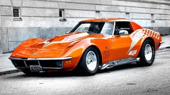 Cars Corvette orange cars selective coloring