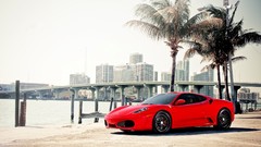 Cars Ferrari palm trees vehicles cityscapes red cars