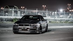 Cars front angle view Nissan Skyline R34 GT-R