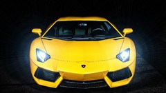 Cars front view Lamborghini-Aventador yellow cars