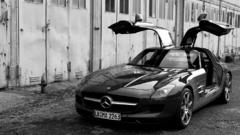 Cars grayscale mercedes benz