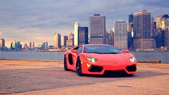 Cars Lamborghini cityscapes red cars