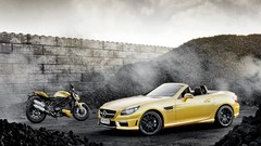 Cars motorbikes Ducati Diavel Mercedes Benz SLK55 AMG