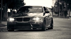 Cars roads bmw m3 grayscale