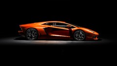 Cars side view vehicles Lamborghini-Aventador red cars orange 