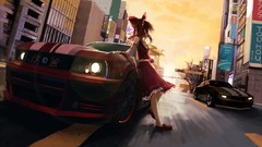 Cars socks yin-yang buildings bows skirts brunettes streets 