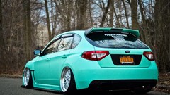Cars Subaru white cars rear angle view
