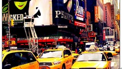 Cars Taxi urban streets cityscapes new york city