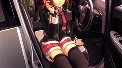 Cars tie anime girls video games soft shading thigh highs