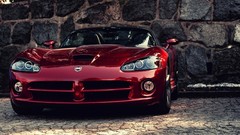 Cars vehicles dodge viper brick wall red cars