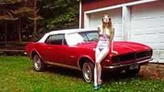 Cars vintage red cars girls with cars