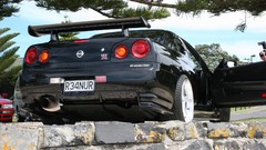 Cars wheels Nissan roads Nissan Skyline open doors red cars 