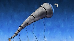 cartoon vladstudio telescope moon artwork