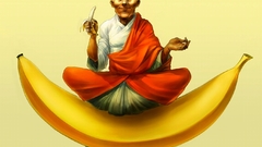 Cartoons bananas monk meditation