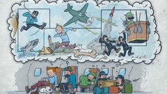 Cartoons comics Tintin Dreaming Captain Haddock