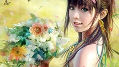 Cartoons woman spring artwork