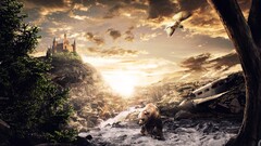 castle Desktopography fantasy art artwork Bears Animals Aircraft