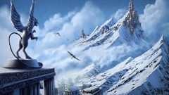 Castle watching griffin artwork fantasy art