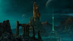 Castles beams arches night sky artwork fantasy art