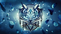 Cats abstract blue background Knives feline artwork digital art