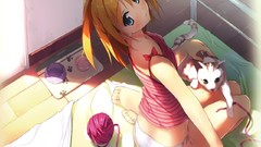 Cats Anime anime girls looking back original characters Kantoku 