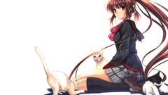 Cats Anime white background legs anime girls misaki kurehito 