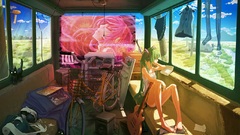 Cats Bicycles guitars anime girls hatsune miku vocaloid 
