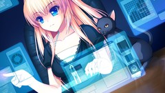 Cats blondes anime girls blue eyes game cg