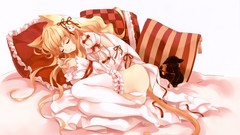 Cats blondes pillows anime girls nekomimi