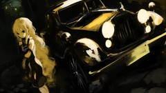 Cats cars blondes long hair anime girls black eyes